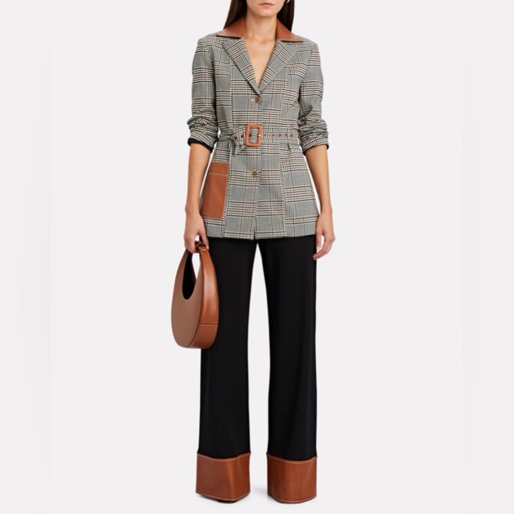 Staud Dime Vegan Leather-Trimmed Pants